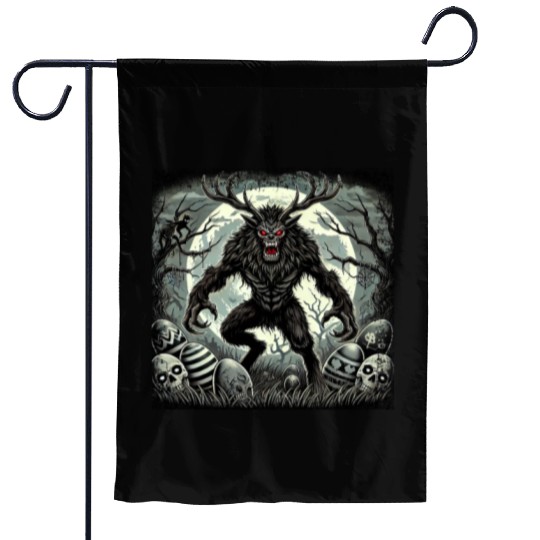 Wendigo Monster Deer Easter Werewolf Creepy Garden Flags