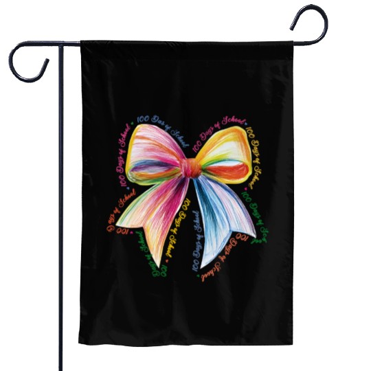 100 Days Of School Coquette Bow Tie Dye Teacher Garden Flags