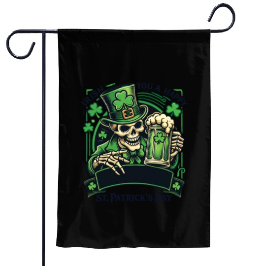 Happy St. Patrick's Day Skull With Beer Garden Flags