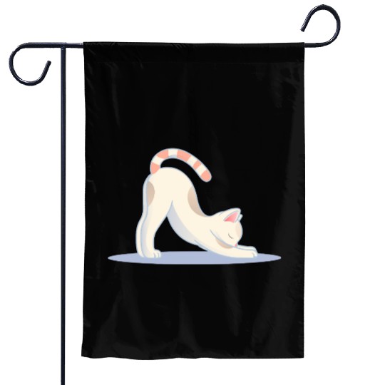 cute cat in the classic yoga stretching pose Garden Flags