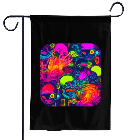 Neon Style 80s Retro Party Color Glow Garden Flags
