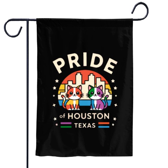 Pride of Houston City Texas USA Rainbow Flag Garden Flags