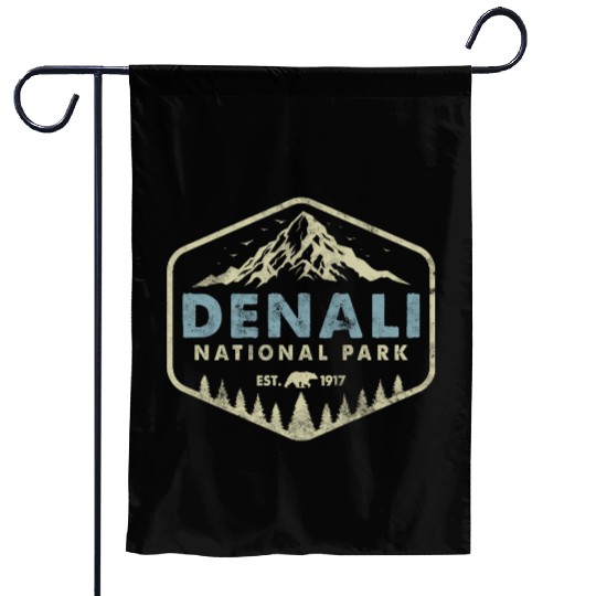 Retro Denali National Park Mountains Nature Hiking Garden Flags