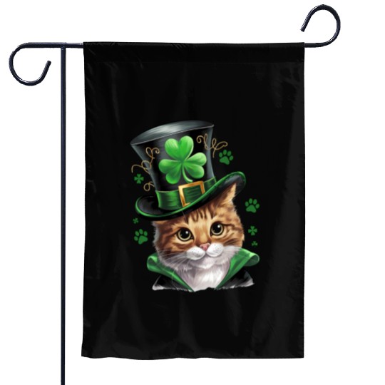 Irish Cat Shamrock St Patricks Day Garden Flags
