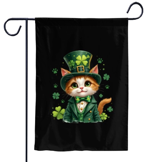 Shamrock Irish Cat St Patricks Day Garden Flags