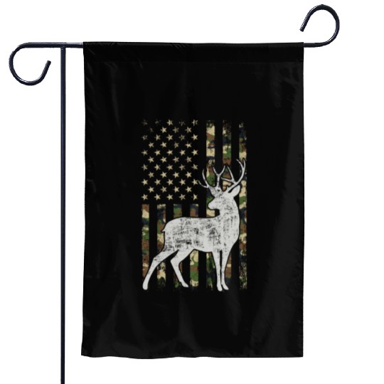Whitetail Buck Deer Hunting American Camouflage Garden Flags