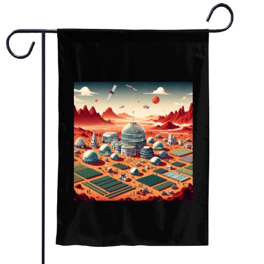 Town on Mars Garden Flags