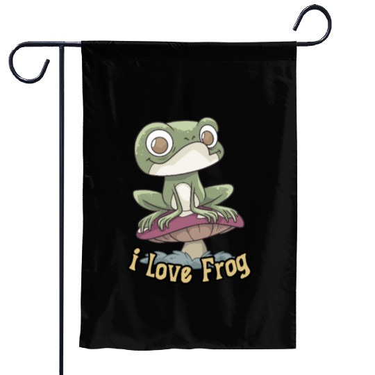 i love frog Garden Flags