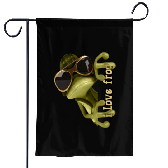 i love frog funny frog design Garden Flags
