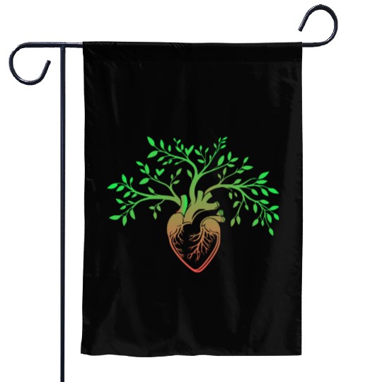 Nature-Inspired Anatomical Heart & Tree Design Garden Flags