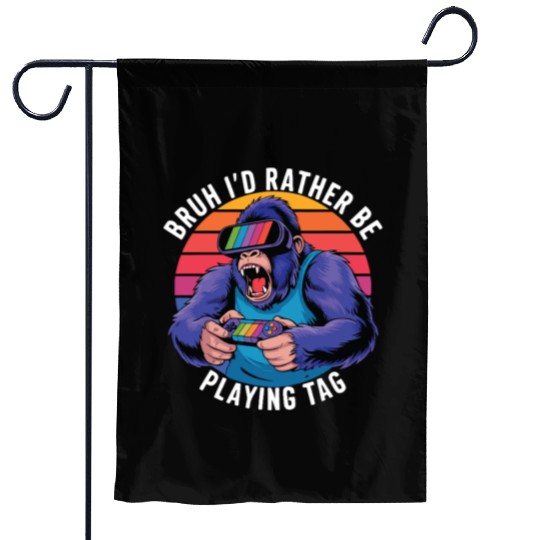 Retro Gamer Ape Garden Flags