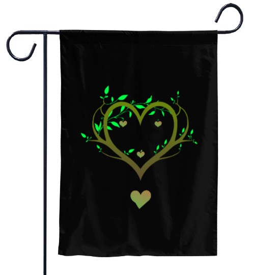 Nature Heart Tree | Green Love Botanical Art Garden Flags