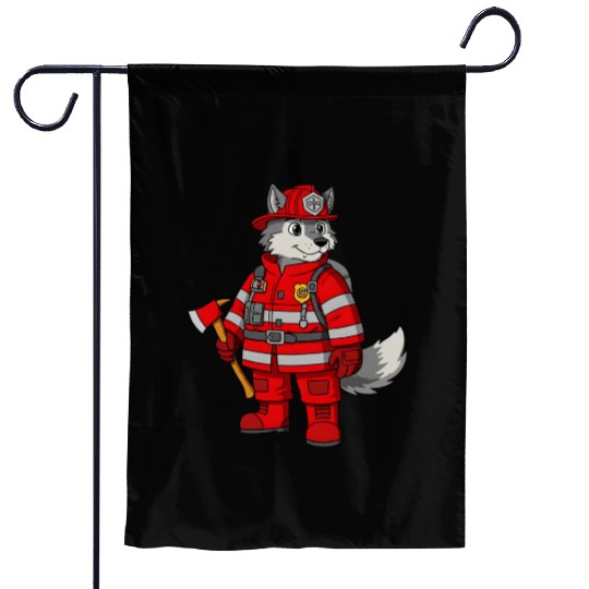 Furry fireman Garden Flags