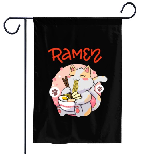 Cute Cat Ramen - Japanese Anime Kawaii Kitty Garden Flags