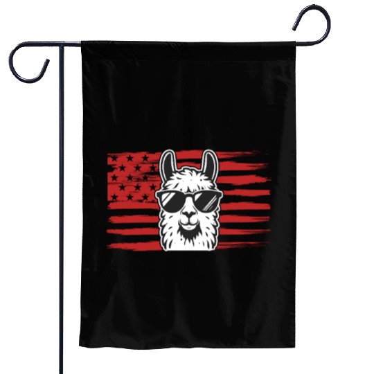 Llama US Flag Llama Alpaca Garden Flags