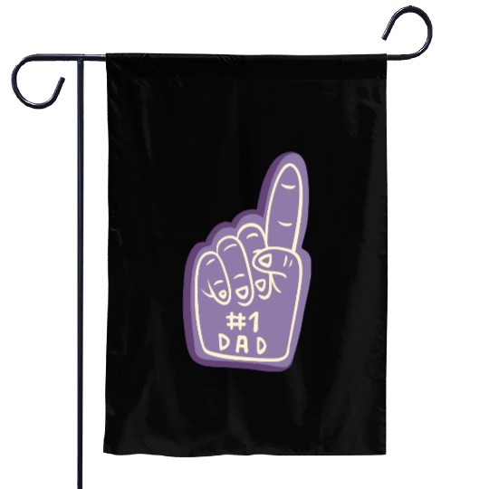 #1 Dad – Purple Foam Finger Badge Garden Flags