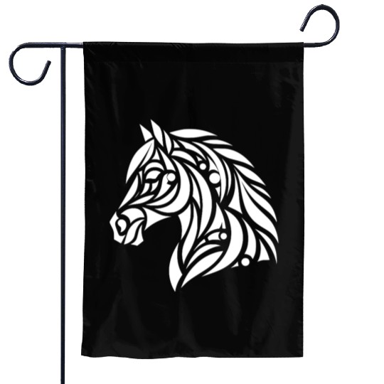 Tribal Horse Head Portrait Pony Tattoo Garden Flags