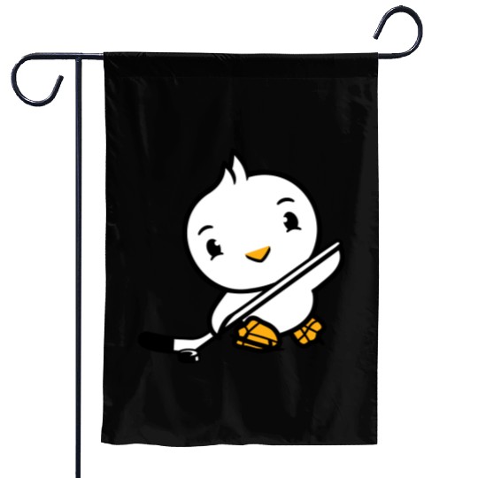 Bird Playing Ice Hockey Sport Puck Stick Hobby Garden Flags