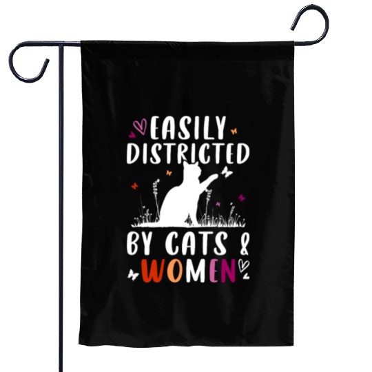 Easily Distracted by Cats and Women Lesbian Pride Garden Flags