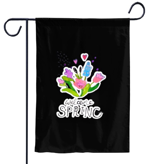 Spring qoute flower illustration Garden Flags