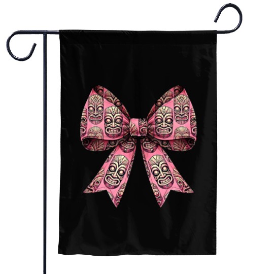 Coquette Bow Tiki Luau Hawaiian Hawaii Tiki Mask Garden Flags