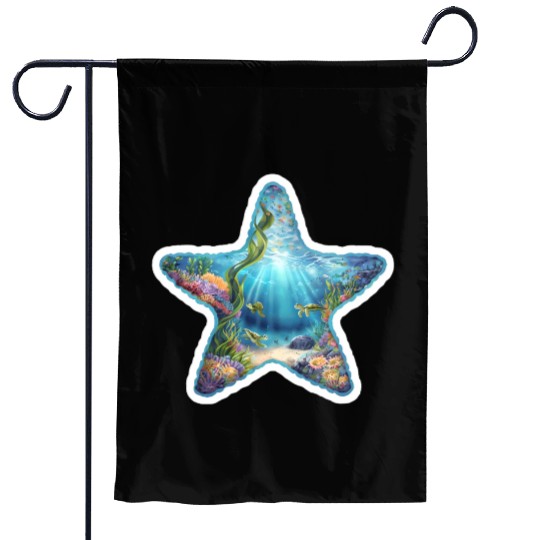 Vibrant Starfish Illustration Garden Flags