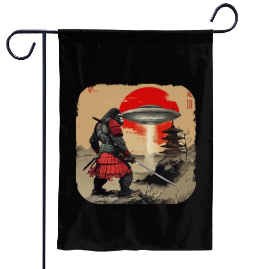 Samurai Bigfoot Japanese Vintage Graphic Ukiyo Garden Flags