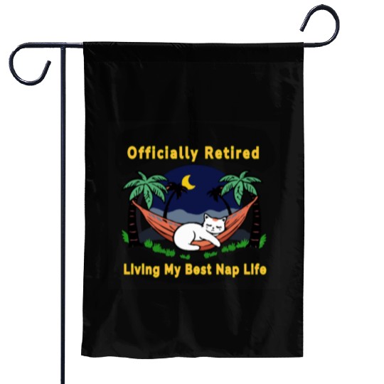 Retired Cat - Living the Dream Garden Flags