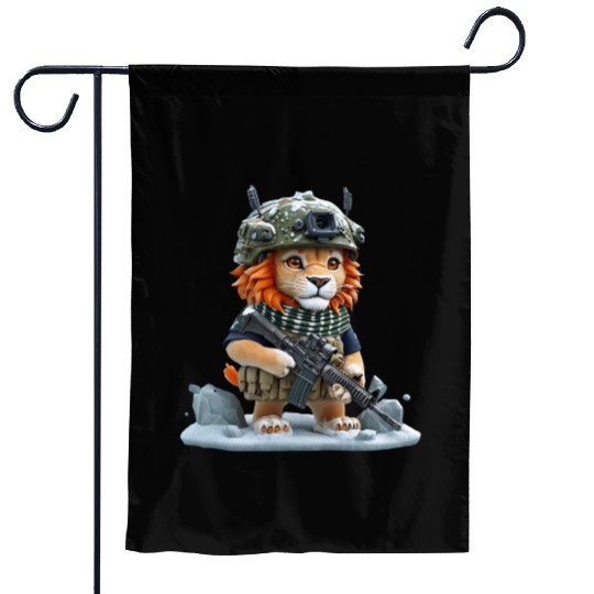 Lion In Military Garden Flags