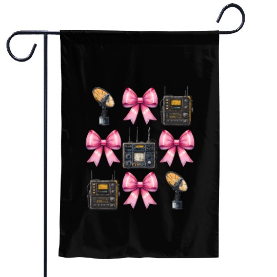 Coquette Bow Ham Radio Operator Amateur Radio Girl Garden Flags