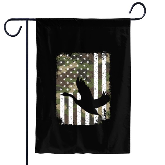 Goose Hunting Camo US Flag For Hunter Camouflage Garden Flags