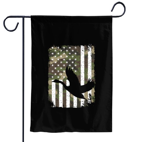 Goose Hunting Camo US Flag For Hunter Camouflage Garden Flags