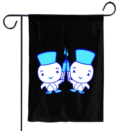 2 Duck Team nurse doctor syringe hospital sweet Garden Flags