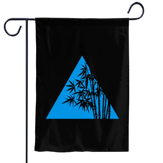 A Blue Triangle and Bamboo Garden Flags