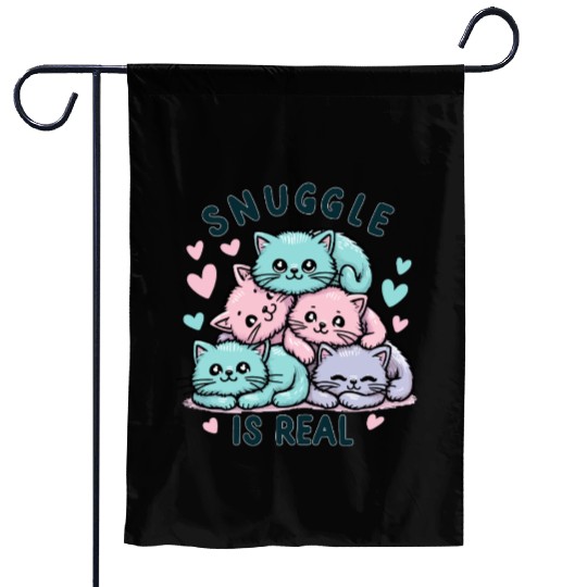 Snuggle is Real - Pastel Kitten Cuddle-Pile Garden Flags