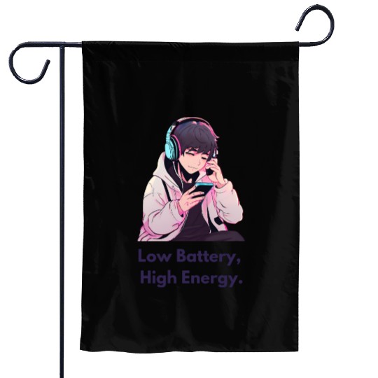 Chibi Boy in Garden Flags with Headphones (Cool & Chill)