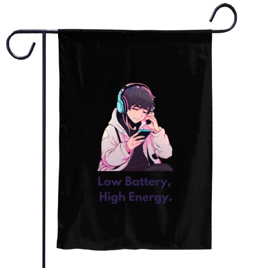 Chibi Boy in Garden Flags with Headphones (Cool & Chill)