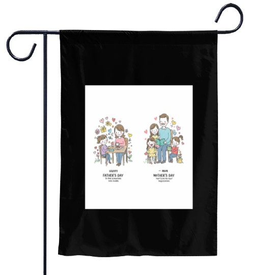 Mother's Day Family Illustration - Versatile Graph Garden Flags