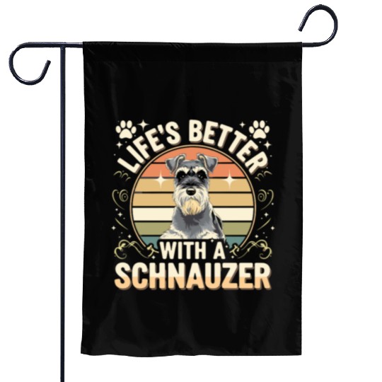 Life's Better With A Schnauzer Retro Dog Lover Garden Flags