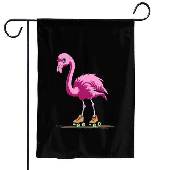 Roller Rink Flamingo Too Cool to Waddle Garden Flags