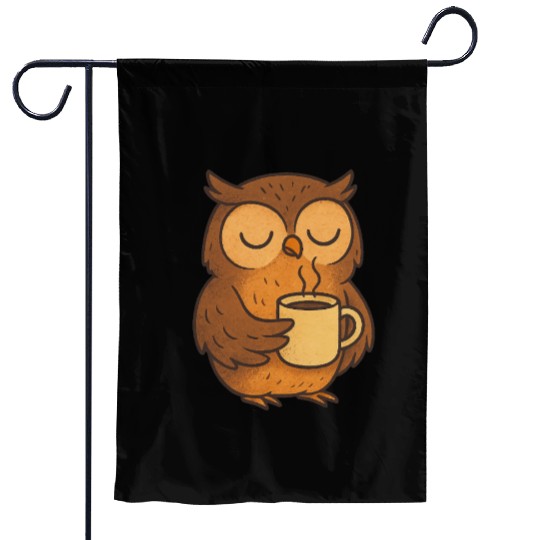 "Coffee First, Hoot Later!" Garden Flags