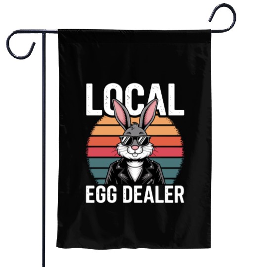 Local Egg Dealer Easter Bunny Retro Easter Sunday Garden Flags