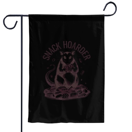 Snack Hoarder Opossum Fun Illustration Garden Flags