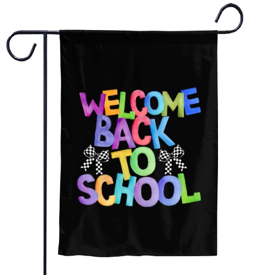 Welcome Back to School Coquette Bow Design Garden Flags