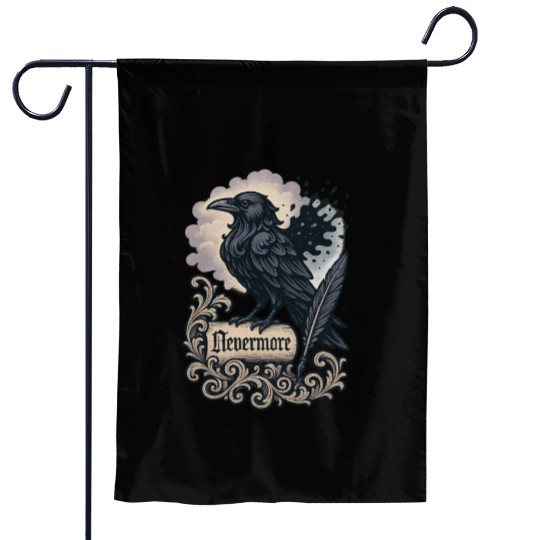 Baroque Raven Nevermore Scroll Poe Poetry Garden Flags