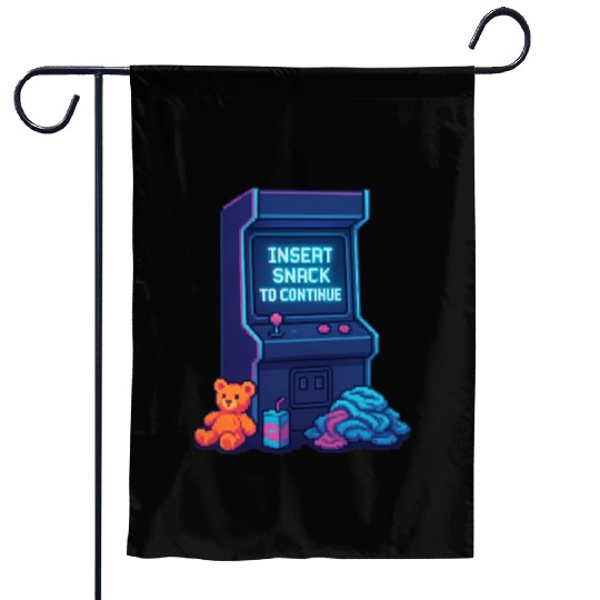 Insert Snack to Continue Gamer Dad Neon Chaos Garden Flags