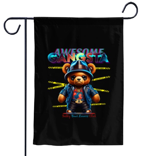 gangsta teddy bear Garden Flags