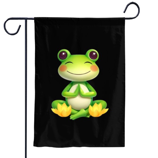 Zen Frog – Peaceful Meditation Frog Design Garden Flags