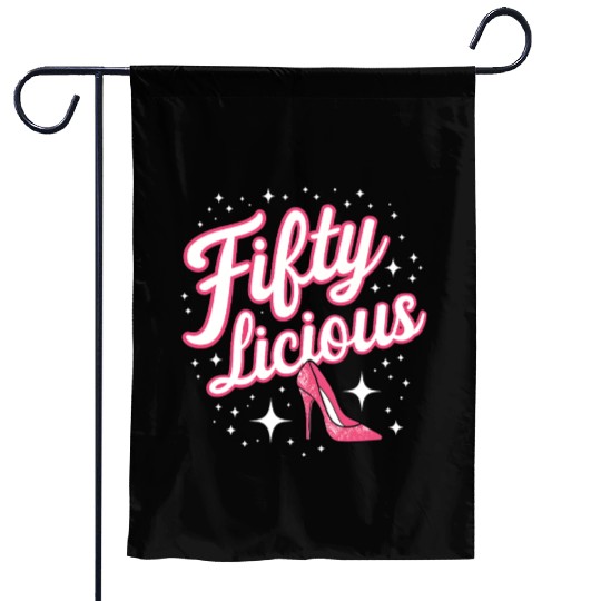 Fifty-licious Squad Matching 50th Birthday Garden Flags