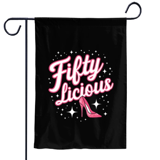 Fifty-licious Squad Matching 50th Birthday Garden Flags